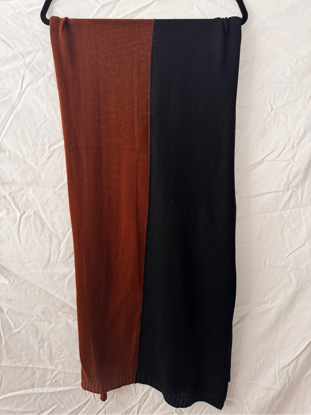 summersalt Rust and Black Ribbed Knit Scarf